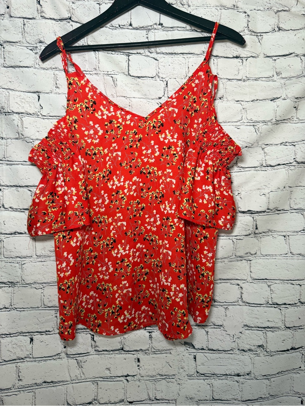 Sienna Sky. Red floral blouse. Size L